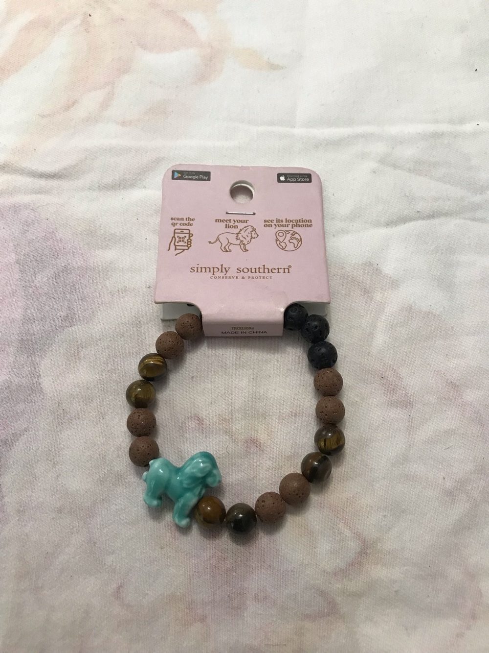 Simply Southern Lion Tracker Blue Stone Tigers Eye Volcanic Beaded Bracelet